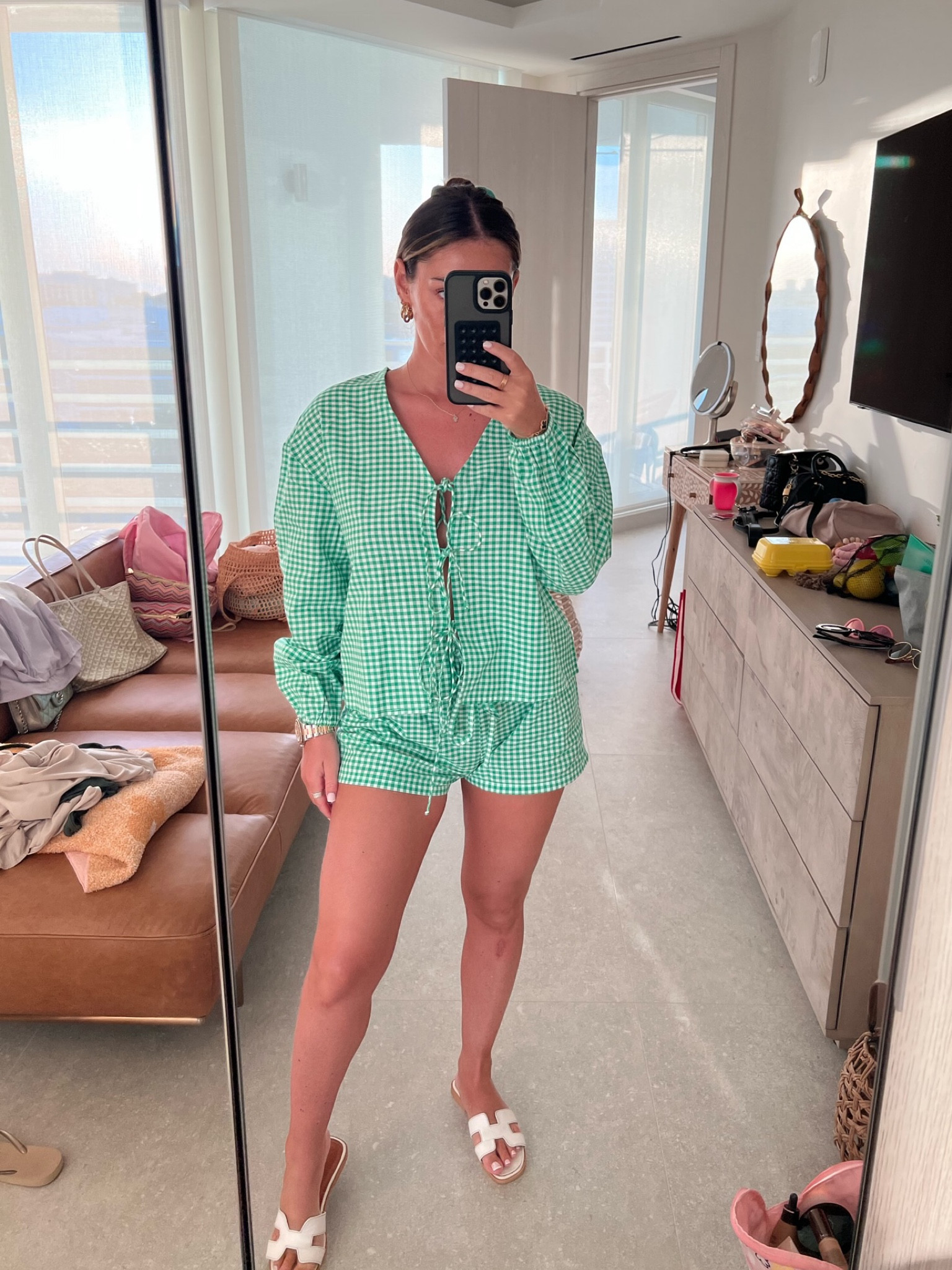 Gingham coord, green outfit, asos, shorts and shirt set, summer style, holiday outfit, comfy outfit, vacation outfit, colourful outfit, white sandals 

#LTKeurope #LTKSeasonal #LTKstyletip