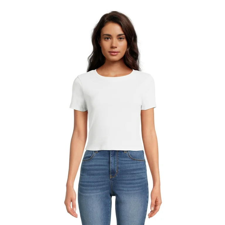 No Boundaries Juniors Cropped Crew Neck Tee | Walmart (US)