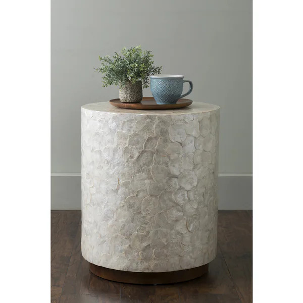 Natural Capiz Round End Table - On Sale - Overstock - 13251795 | Bed Bath & Beyond
