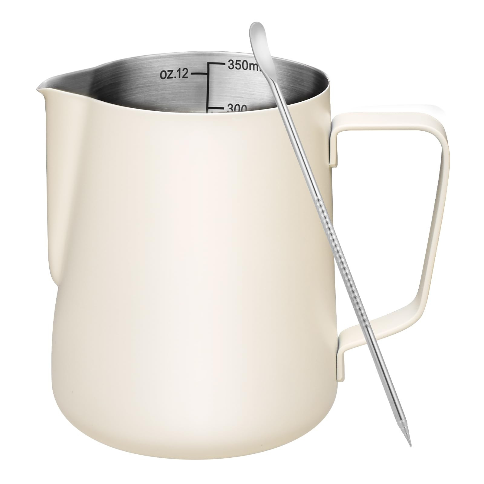 Milk Frothing Pitcher, 12oz Milk Frother Cup with Clear Scale, 304 Stainless Steel Cappuccino Esp... | Amazon (US)