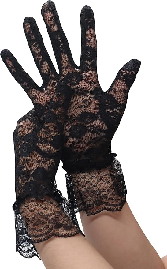 ATHX Women's Lace Floral Opera Tea Party Gloves 80s Wrist Length Bridal Wedding Prom Gloves Costu... | Amazon (US)