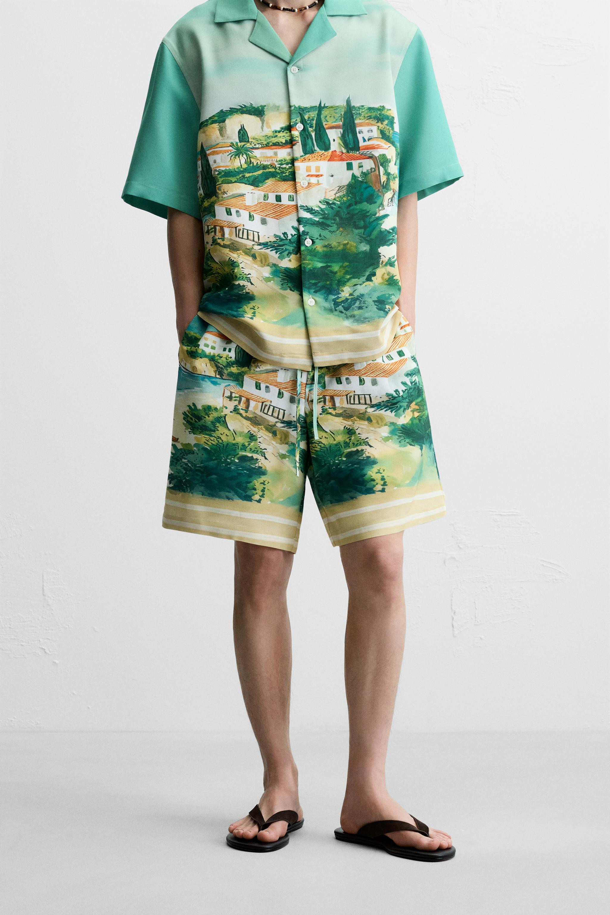 LANDSCAPE PRINT BERMUDA SHORTS | Zara UK