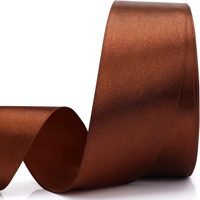 1-1/2 inch, Brown Ribbon for Gift Wrapping 50 Yards Perfect Wedding Party Wreath Sewing DIY Hair ... | Amazon (US)
