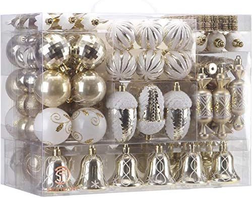 Sea Team 155-Pack Assorted Shatterproof Christmas Ball Ornaments Set Decorative Baubles Pendants ... | Amazon (US)