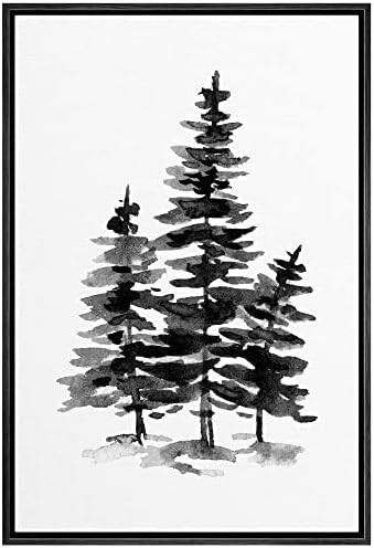 SIGNWIN Framed Canvas Print Wall Art Minimal Black White Forest Pine Tree Nature Wilderness Illus... | Amazon (US)