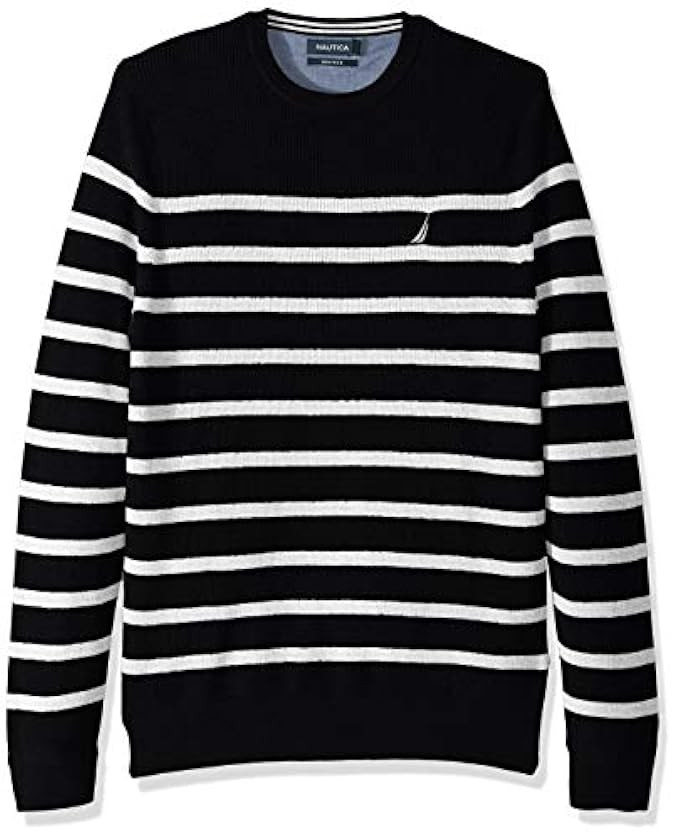 Nautica Men's Long Sleeve Striped Crew Neck Sweater | Amazon (US)