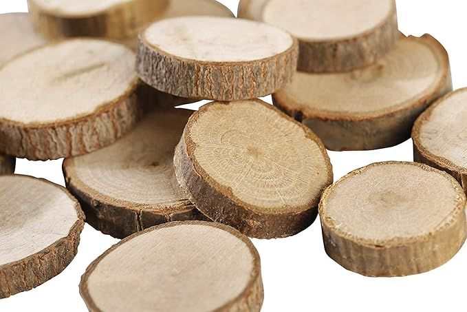 Gmark Natural Wood Slices 1"-1.5" Unfinished Round Discs 50 ct, Tree Bark Wooden Circles for DIY ... | Amazon (US)