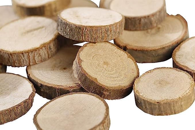 Gmark Natural Wood Slices 1"-1.5" Unfinished Round Discs 50 ct, Tree Bark Wooden Circles for DIY ... | Amazon (US)
