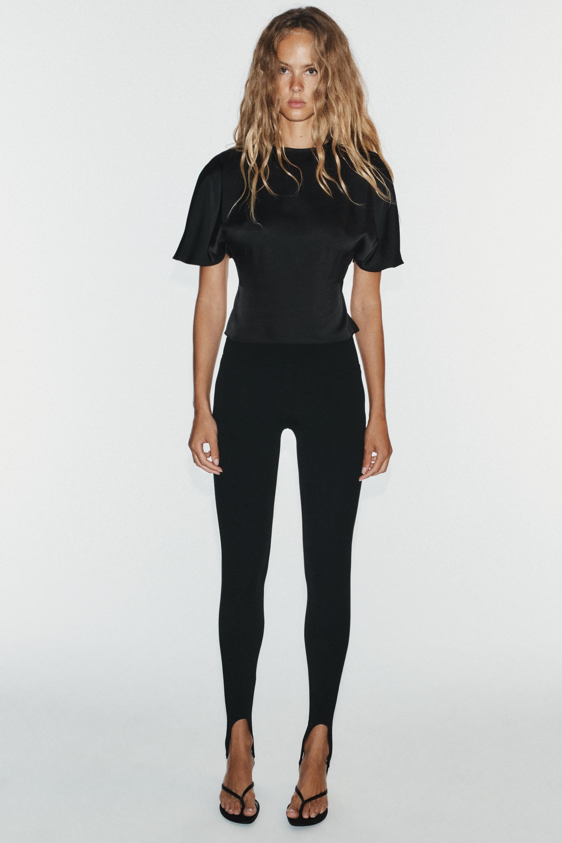SATIN SHOULDER PAD TOP WITH TIES | Zara US