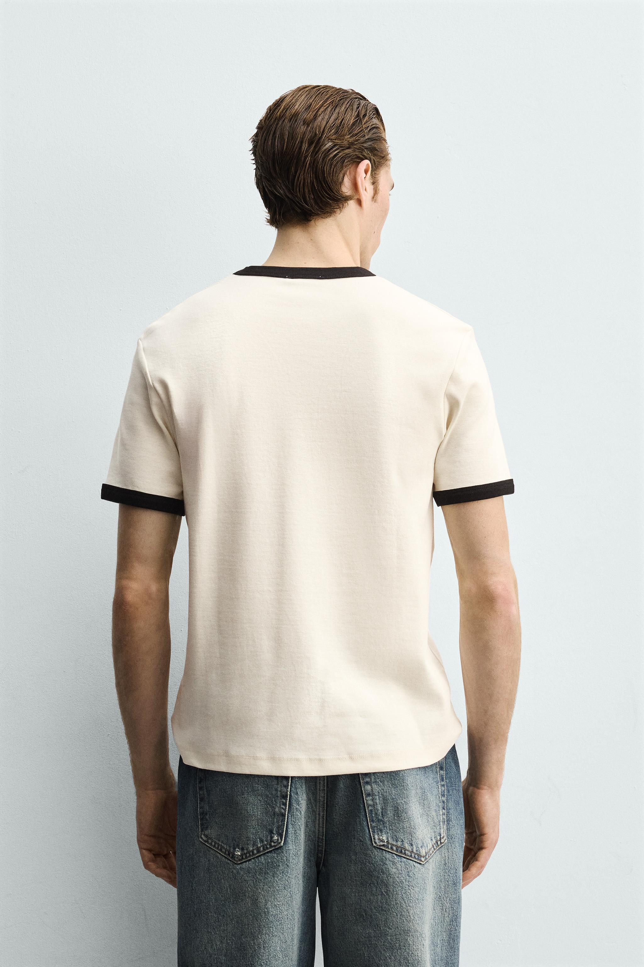 T-SHIRT C\u00d4TEL\u00c9 BASIQUE EN CONTRASTE | Zara FR