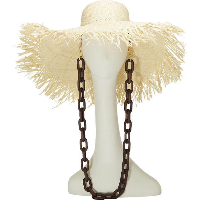 Women's Valentina Raffia Wide-Brim Frayed Edge Sunhat, Ivory | Maisonette