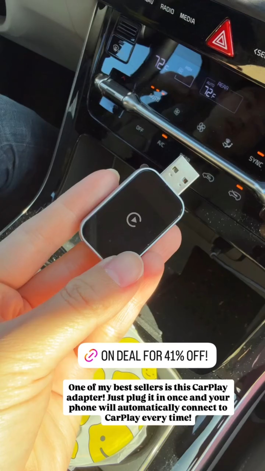 Amazon Prime Day Find! ON DEAL FOR 41% OFF!
One of my best sellers is this CarPlay adapter! Just plug it in once and your phone will automatically connect to CarPlay every time!

#LTKFindsUnder100 #LTKTravel #LTKSaleAlert