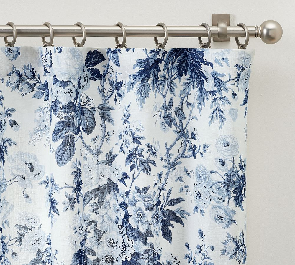 Garden Floral Linen Cotton Curtain | Pottery Barn (US)