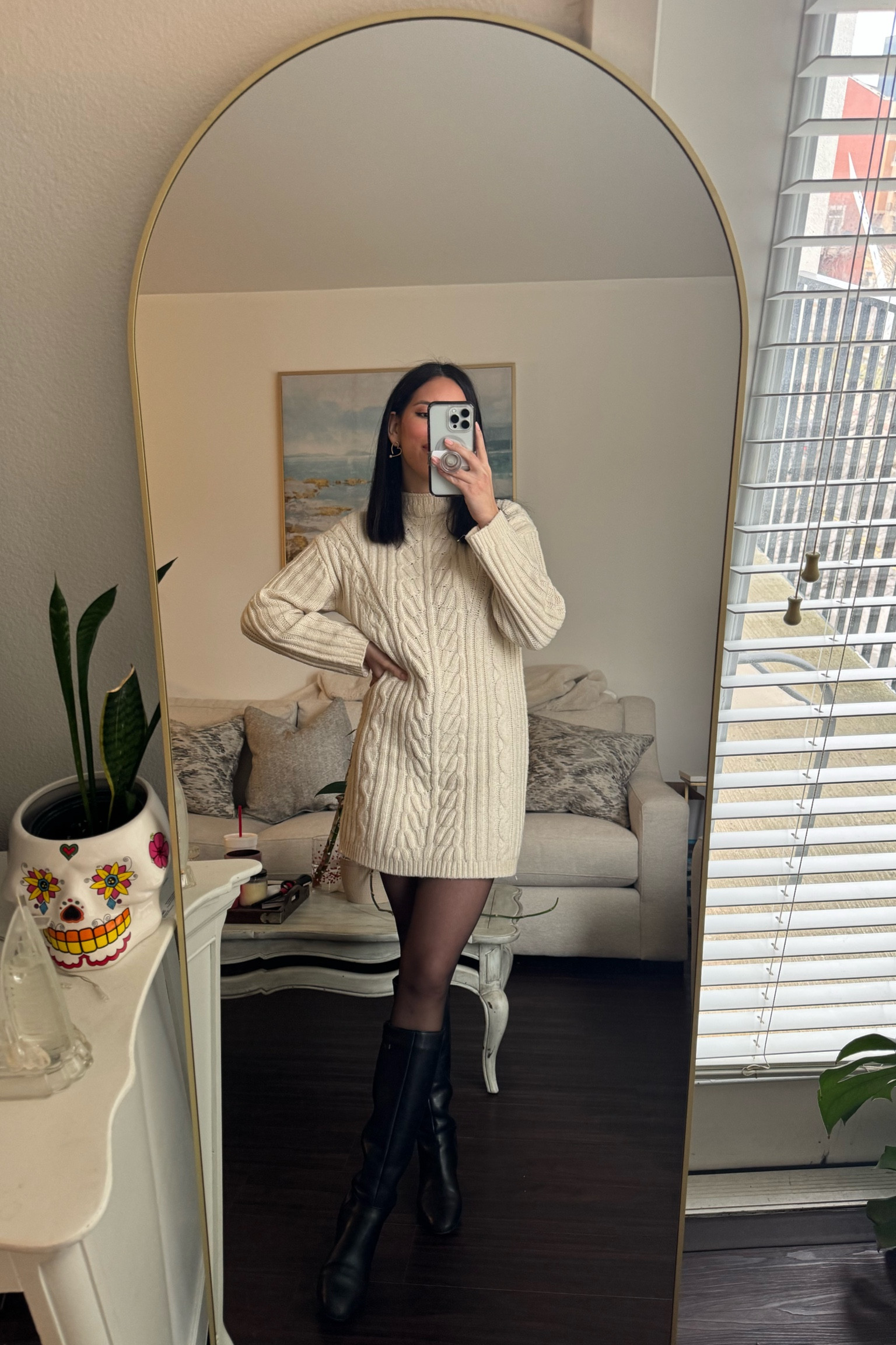 Late game vibes tonight but make it chic 🤍 Comfy cream sweater dress + knee-high boots for the win! Linking this cozy-cute gameday OOTD.

#LTKStyleTip #LTKFindsUnder100 #LTKWorkwear