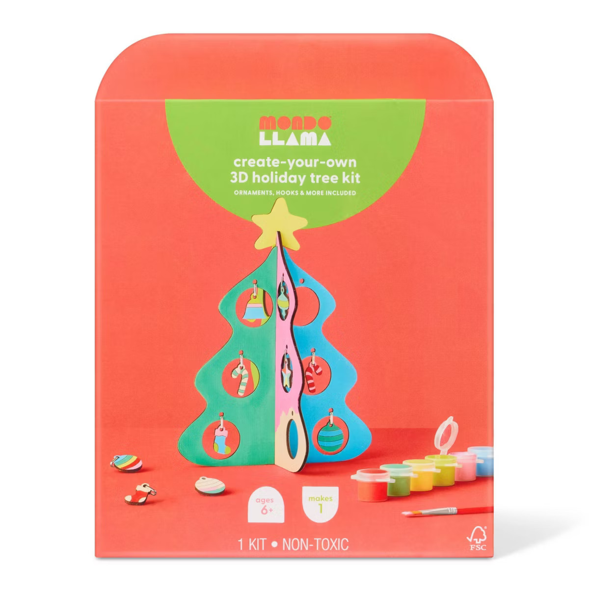 Christmas Craft 3D Tree with Ornaments Painting Activity Kit - Mondo Llama™ | Target