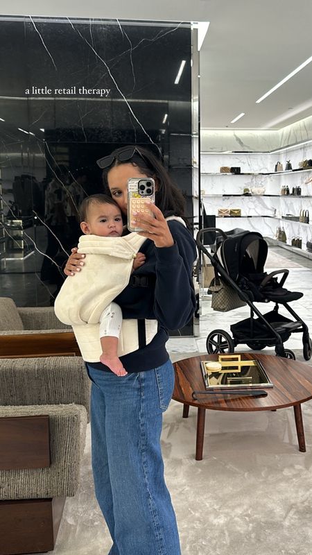 comfy mom fit running errands with my favorite stylish baby carrier… baby girl and I did some shopping 🛍️ 

#LTKFamily #LTKBump #LTKBaby