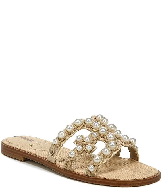 Bay 22 Double E Pearl Embellished Raffia Slide Sandals | Dillard's