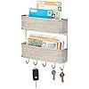 mDesign Wall Mount Metal Mail Organizer Storage Basket - 2 Tiers, 5 Hooks - for Entryway, Mudroom... | Amazon (US)