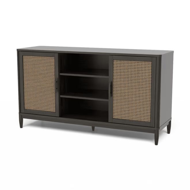 Better Homes & Gardens Springwood Entertainment Credenza for most TVs up to 65”, Charcoal Finis... | Walmart (US)