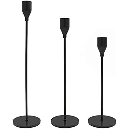 SUJUN Matte Black Candle Holders Set of 3 for Taper Candles, Decorative Candlestick Holder for Weddi | Amazon (US)