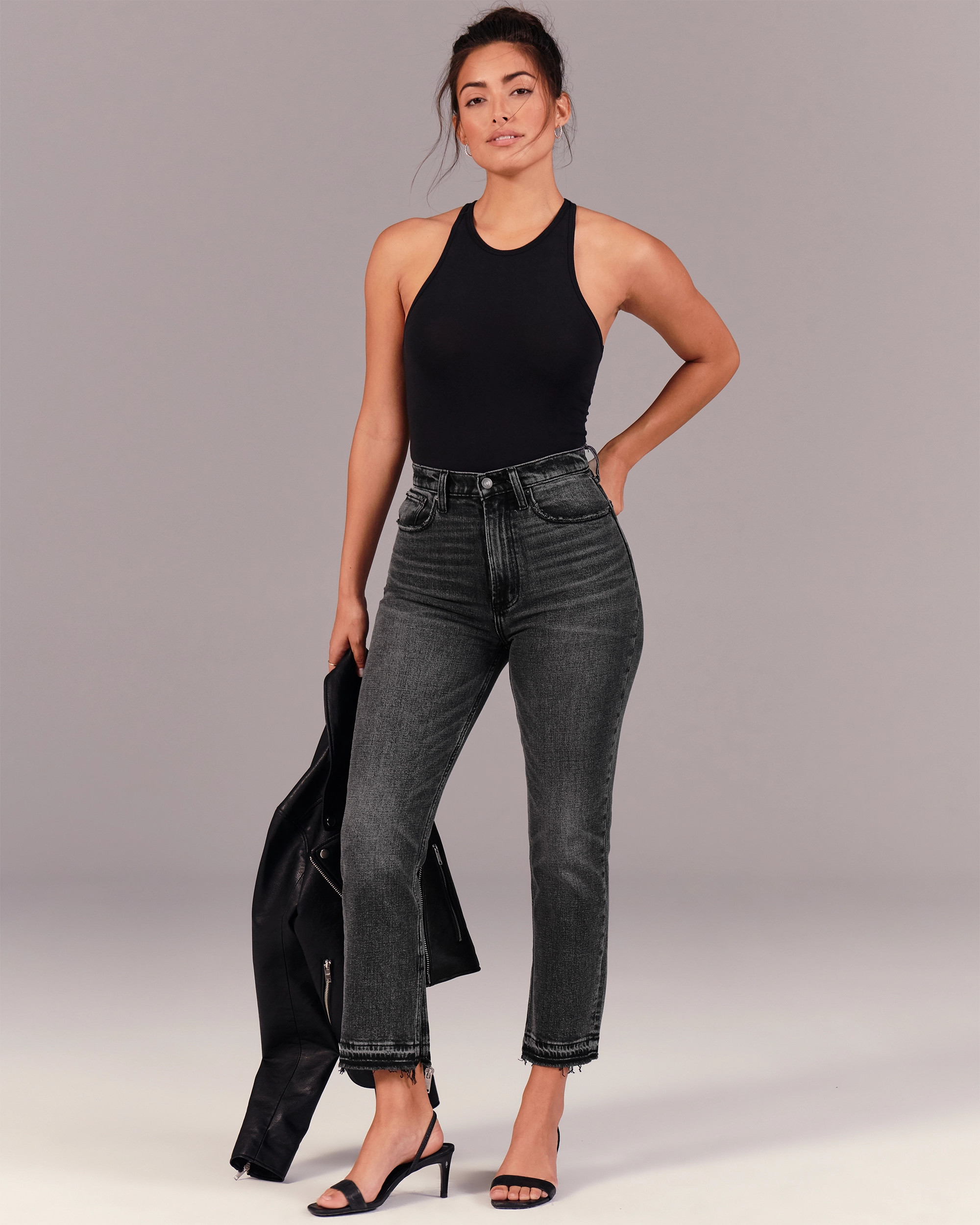 Curve Love Ultra High Rise Ankle Straight Jeans | Abercrombie & Fitch (US)