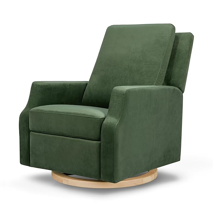 NAMESAKE Crewe Recliner and Swivel Glider in Forest Green Velvet with Light Wood Base, Greenguard... | Amazon (US)