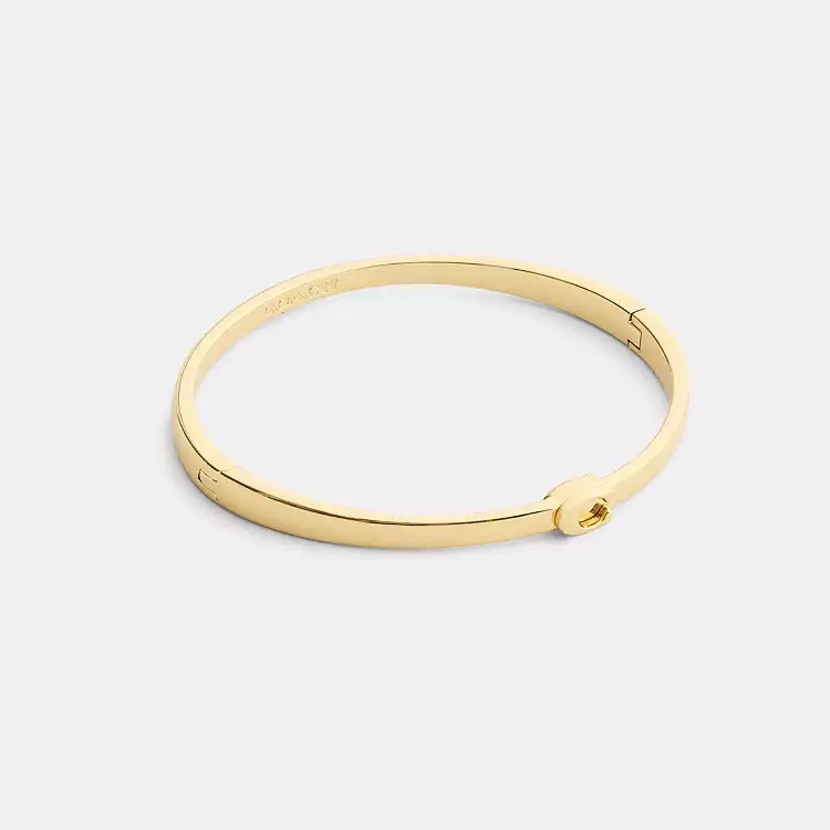 Thin Signature Hinged Bangle | Coach Outlet US