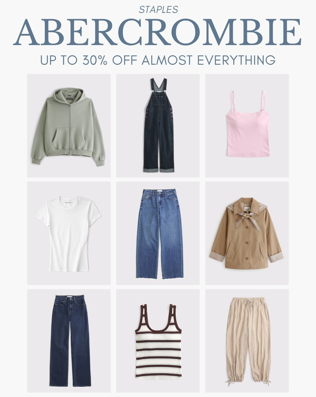 [8/20/26] Abercrombie up to 30% off sale | My favorite staples! 🤍

*Offer valid online only August 20, 2026 to August 24, 2026 in US/CA. Exclusions apply as indicated. Online price reflects discount. 

 #LTKootd #LTKSeasonal #LTKSaleAlert