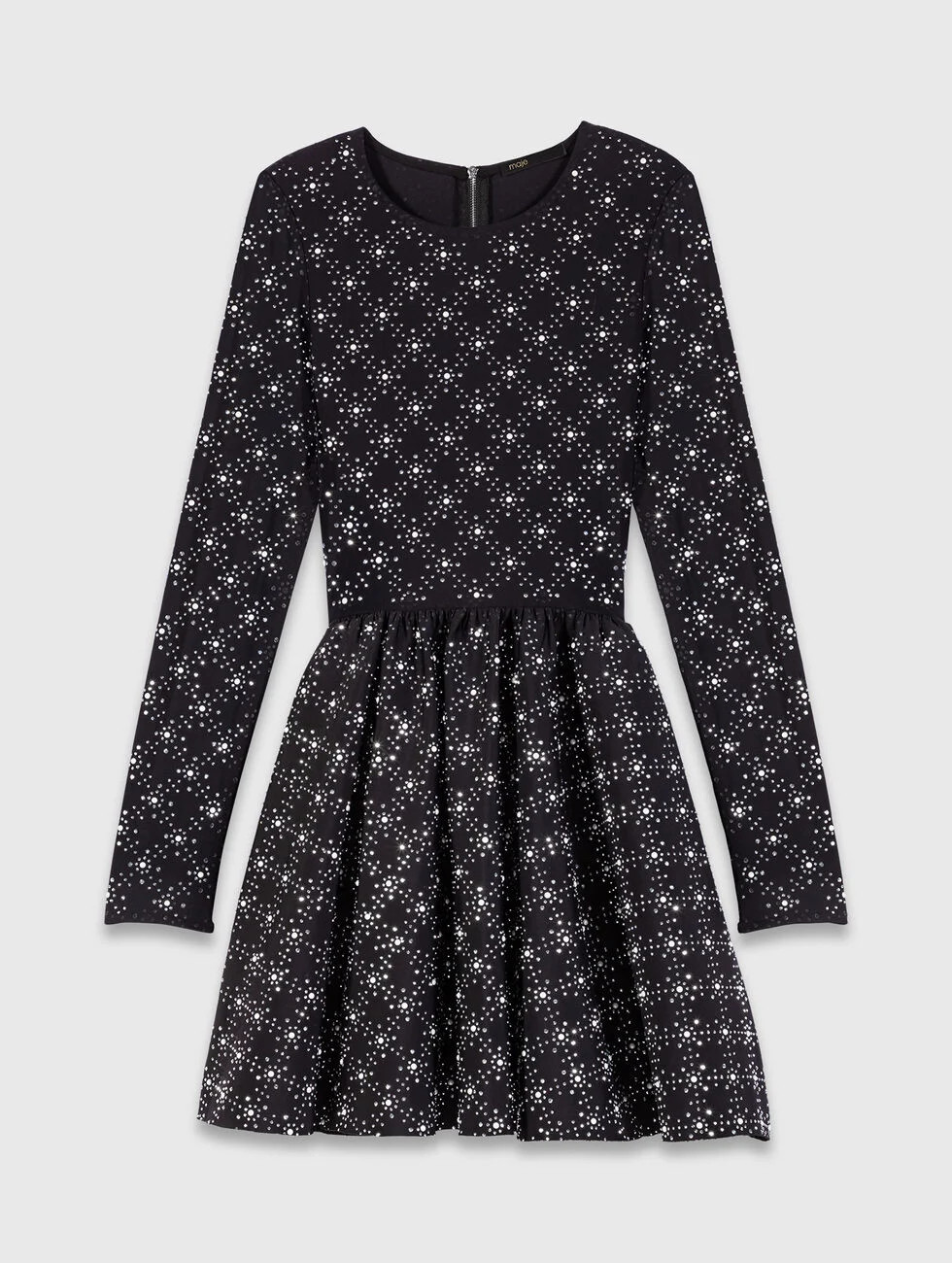 Pearl and rhinestone skater dress Black / Gray for Women | Maje | Maje US