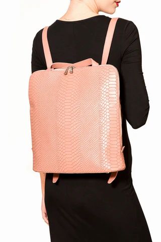 'Dianne' Convertible Tote/Backpack In Blush Snake-Effect Leather | Mel Boteri