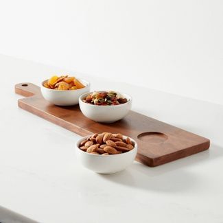 4pc Wood Cutting Board and Ceramic Bowl Set - Threshold™ | Target
