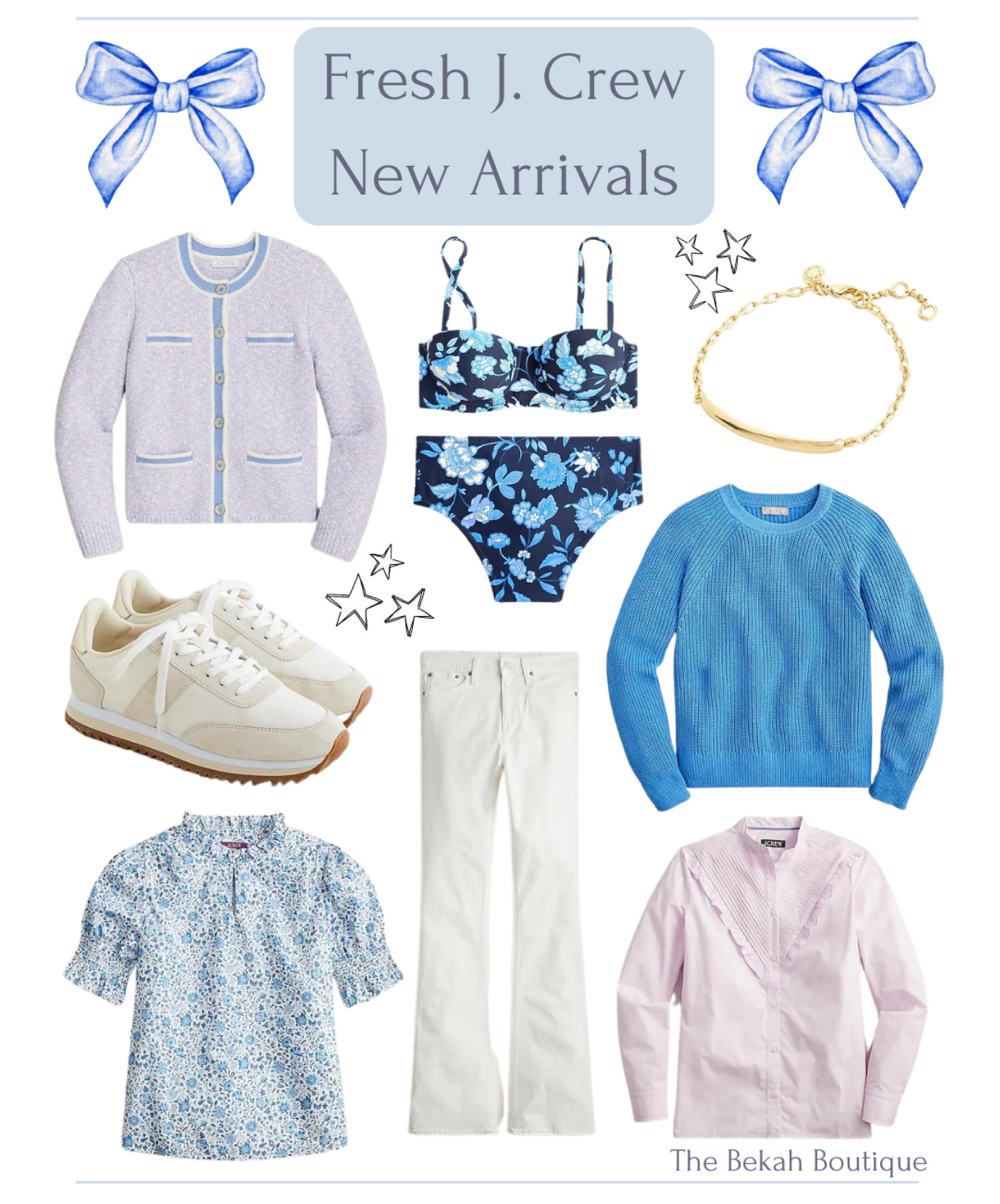 As much as love sequins and sparkles, sometimes it’s nice to lean into some basics after the holiday season. 💙 J. Crew launched some new arrivals this week that feel like a breath of fresh air for your wardrobe. Sharing links to my favorites today on The Bekah Boutique! 

Winter clothes, winter outfit, blue sweater, floral blouse, white jeans, j. Crew, neutral sneakers, gold bracelet, floral bikini, cardigan, knitwear, lilac button down, spring sweater, spring clothes 

#LTKFind #LTKSeasonal
