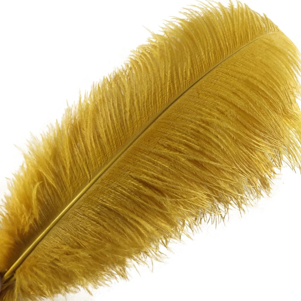 Sowder 5pcs Ostrich Feathers 16-18inch(40-45cm) Home Wedding Decoration(Gold) | Amazon (US)