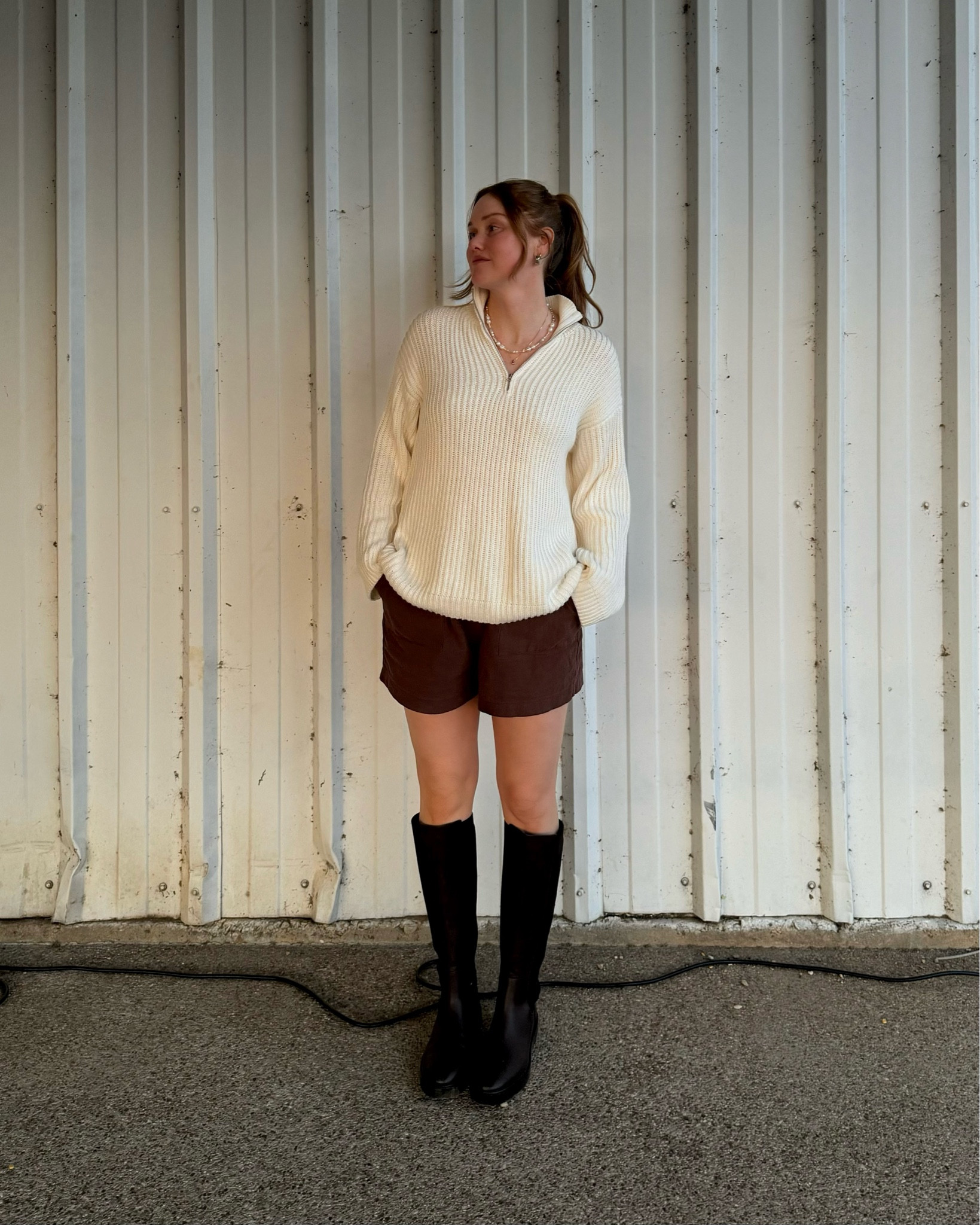 linen shorts 🤝🏼 tall boots 
best fall outfit combo 🤎

#LTKU #LTKSeasonal #LTKStyleTip