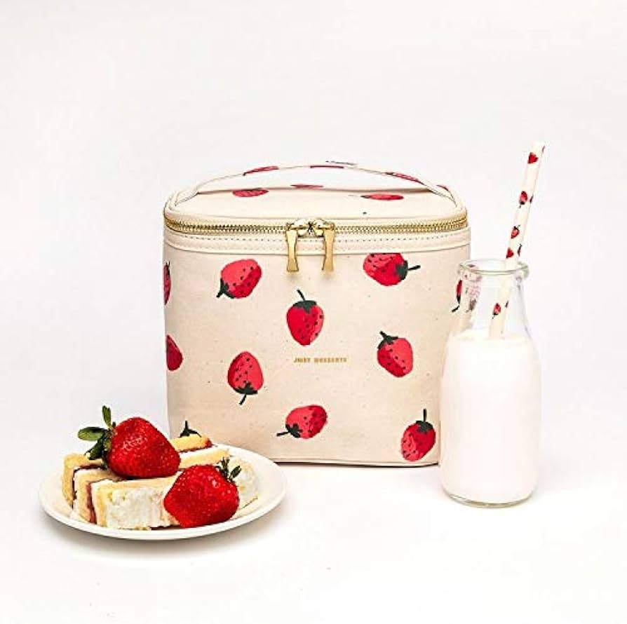 Kate Spade New York Insulated Lunch Tote, Small Lunch Cooler, Cute Lunch Bag for Women, Thermal Bag with Double Zipper Close and Carrying Handle, Strawberries | Amazon (US)