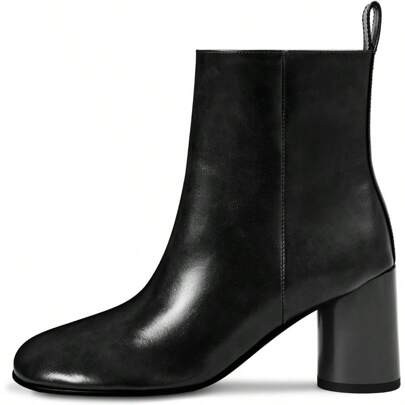 Wetkiss Womens Ankle Boots With Wide Width Round Toe Block Chunky Heel Ankle Booties Zip Up High Heel Fashion Short Boots For Daily Out Work Party | SHEIN