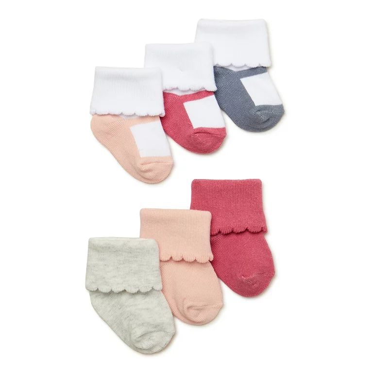 Carter's Child of Mine Baby Girls Folded Cuff Mary Jane Socks, 6-Pack, 0-12M | Walmart (US)