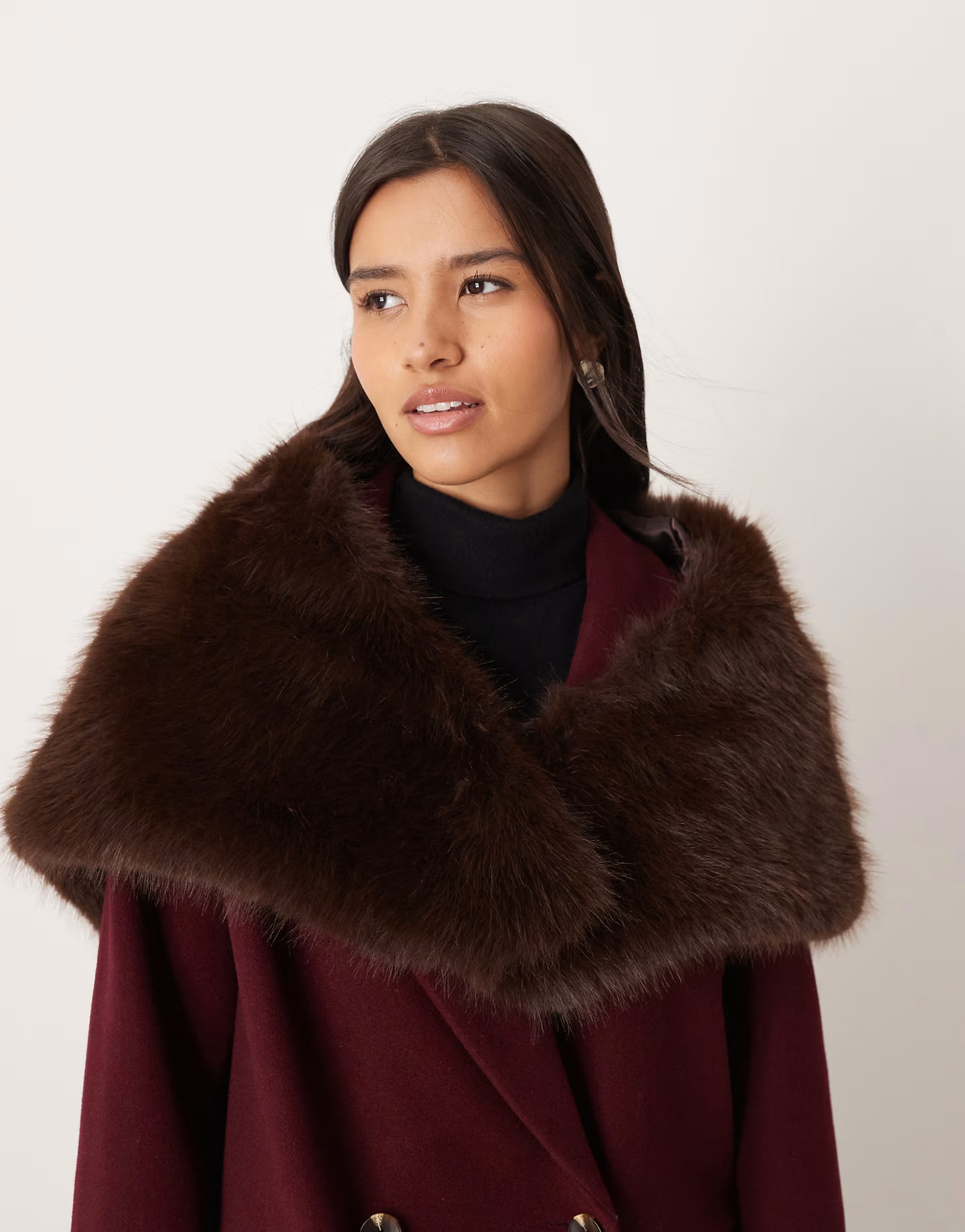 ASOS DESIGN fur triangle scarf in chocolate | ASOS (Global)