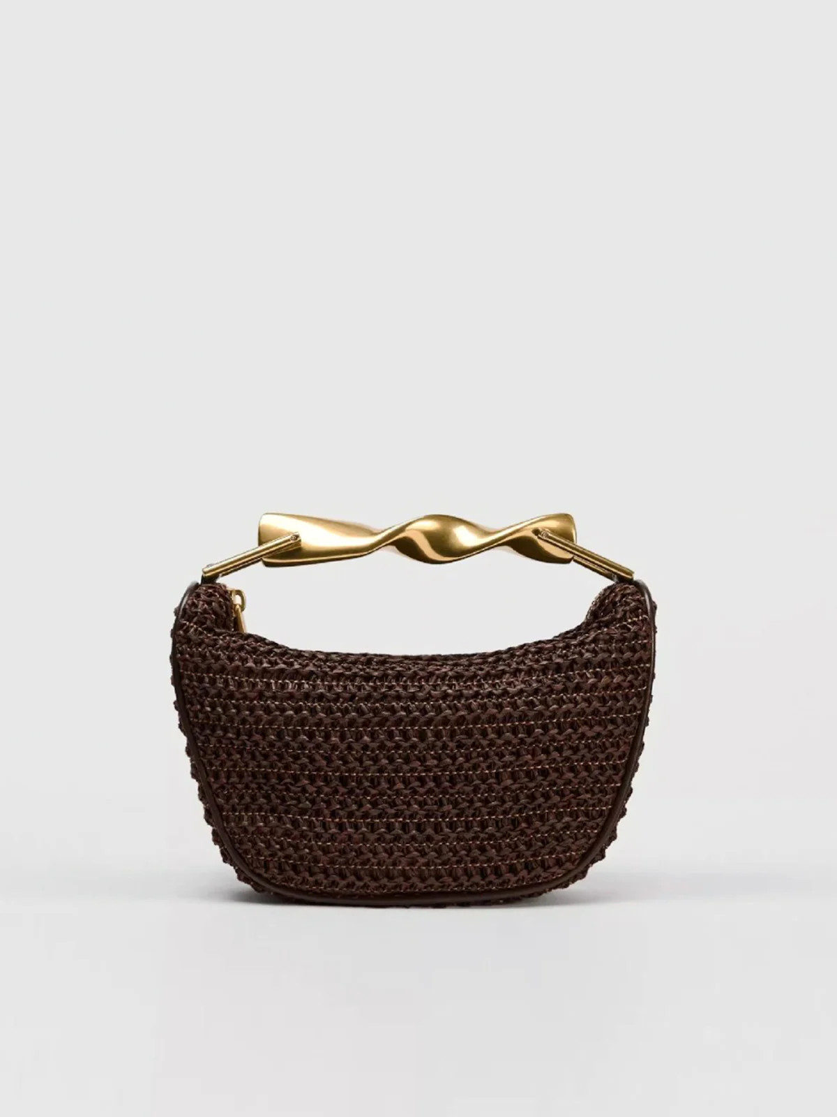 Woven Handbag With Twisted Gold Handle | Commense
