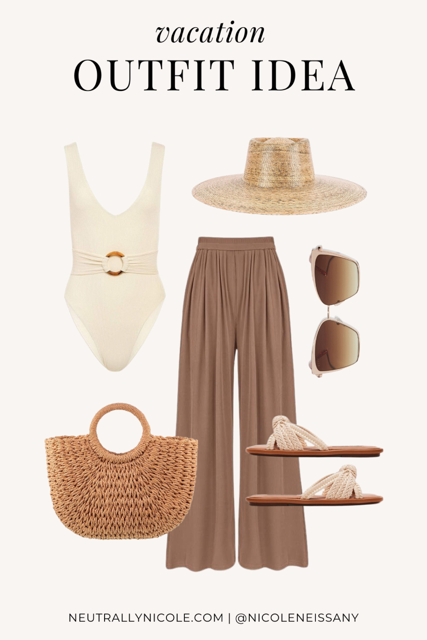 Vacation outfit

// resort wear, resort style, resort outfit, vacation outfits, vacation wear, pool outfit, beach outfit, swim cover up, swim coverup, swim suit cover up, beach cover up, beach coverup, swimsuit, swim suit, swimwear, one piece swimsuit, one piece swim suit, one piece swimwear, one piece bathing suit, beach pants, wide leg pants, coverup pants, cover up pants, straw hat, beach hat, straw bag, beach bag, beach tote bag, cat eye sunglasses, flip flops, sandals, Montce Swim, Amazon fashion, Revolve, DIFF eyewear, neutral outfit, neutral fashion, neutral style, Nicole Neissany, Neutrally Nicole, neutrallynicole.com (3.23)

#LTKfindsunder100 #LTKsalealert #LTKitbag #LTKfindsunder50 #LTKswim #LTKtravel #LTKSeasonal #LTKshoecrush #LTKstyletip