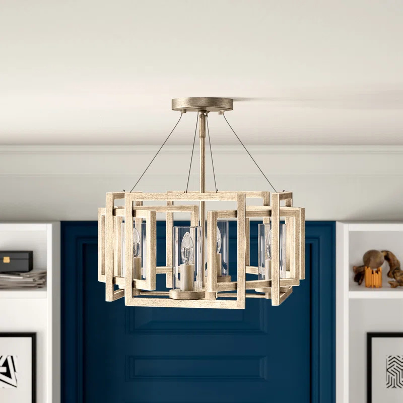 Carmona 4 - Light 16'' Chandelier Style Geometric Semi Flush Mount | Wayfair North America