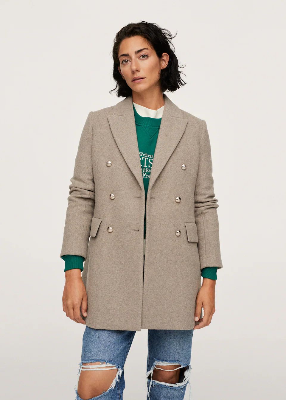 Buttoned wool coat | MANGO (US)