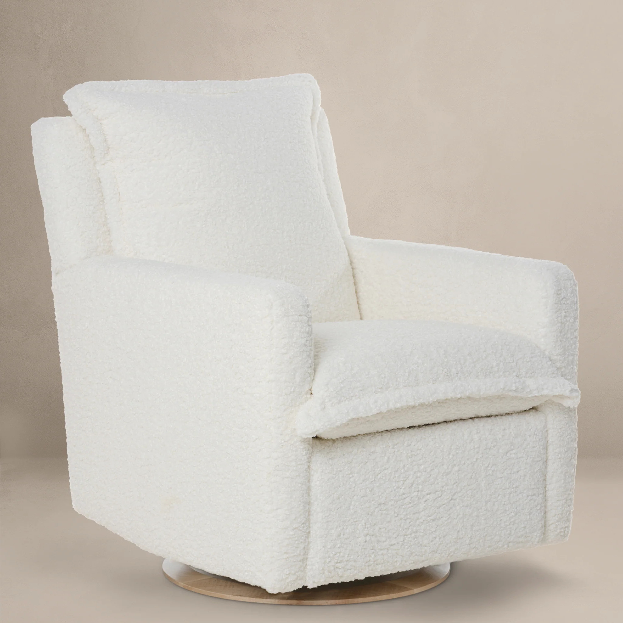 Flynn – Gliding Swivel Nursery Recliner - Sheepskin Cloud | Oilo Studio