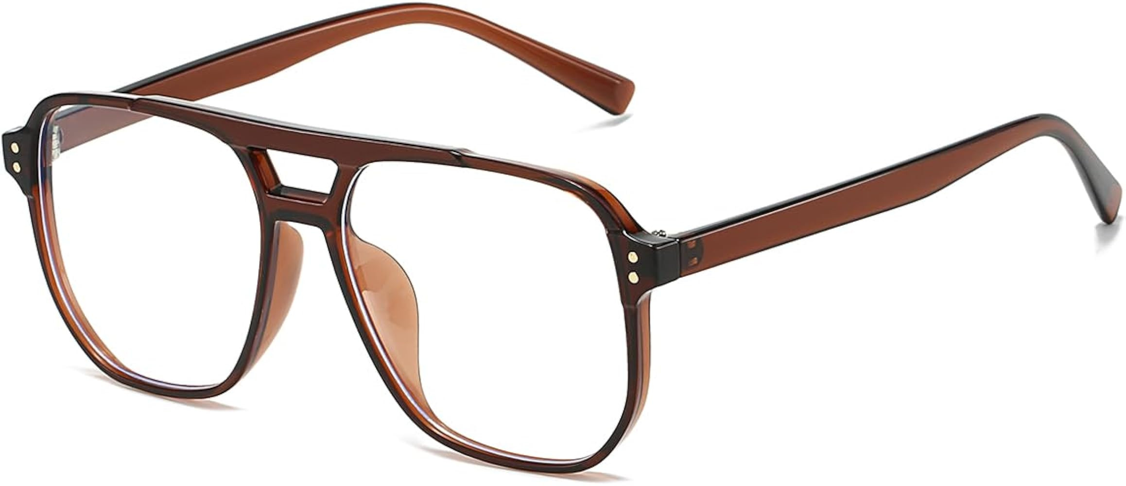 Aviator Blue Light Blocking Glasses for Women Men, Fashion Fake Nerd Clear Square Pilot Frame Com... | Amazon (US)