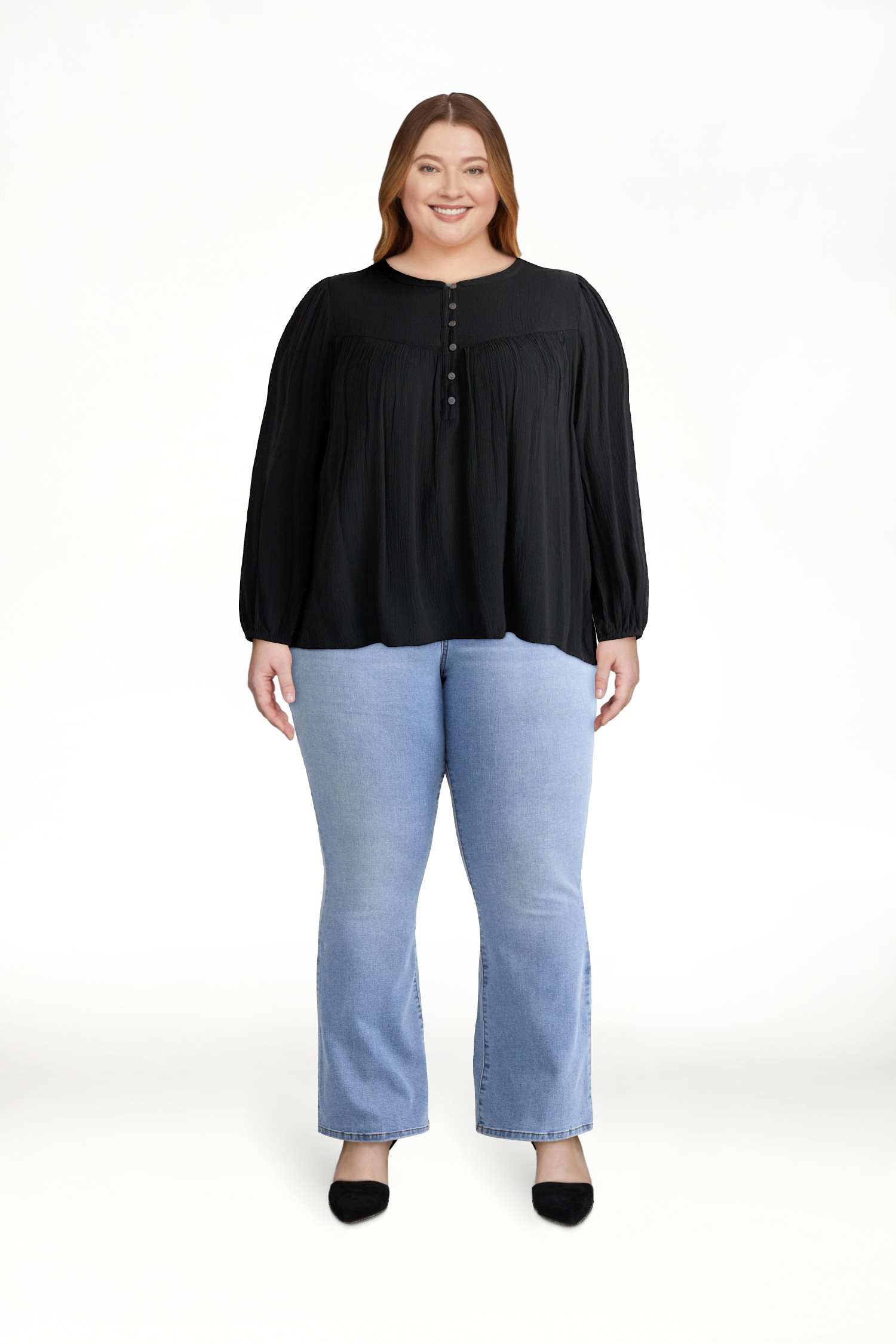 Terra & Sky Women’s Plus Peasant Blouse with Long Sleeves, Sizes 0X-5X | Walmart (US)