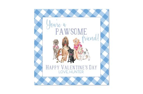 Valentines gift tag for kids Dog Valentine Pawsome | Etsy | Etsy (US)