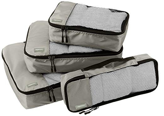 AmazonBasics 4-Piece Packing Cube Set - Small, Medium, Large, and Slim, Gray | Amazon (US)