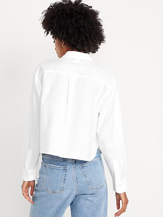 Cropped Button-Down Oxford Shirt | Old Navy (US)