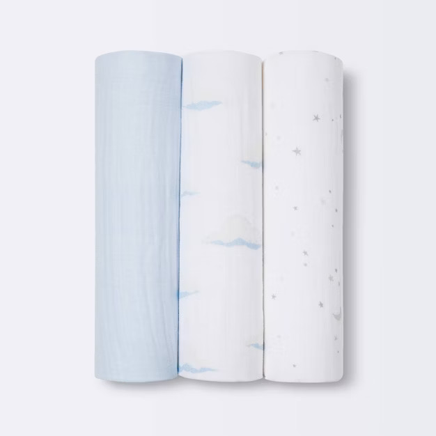 Muslin Swaddle Blankets 3pk - Cloud Island™ Clouds | Target