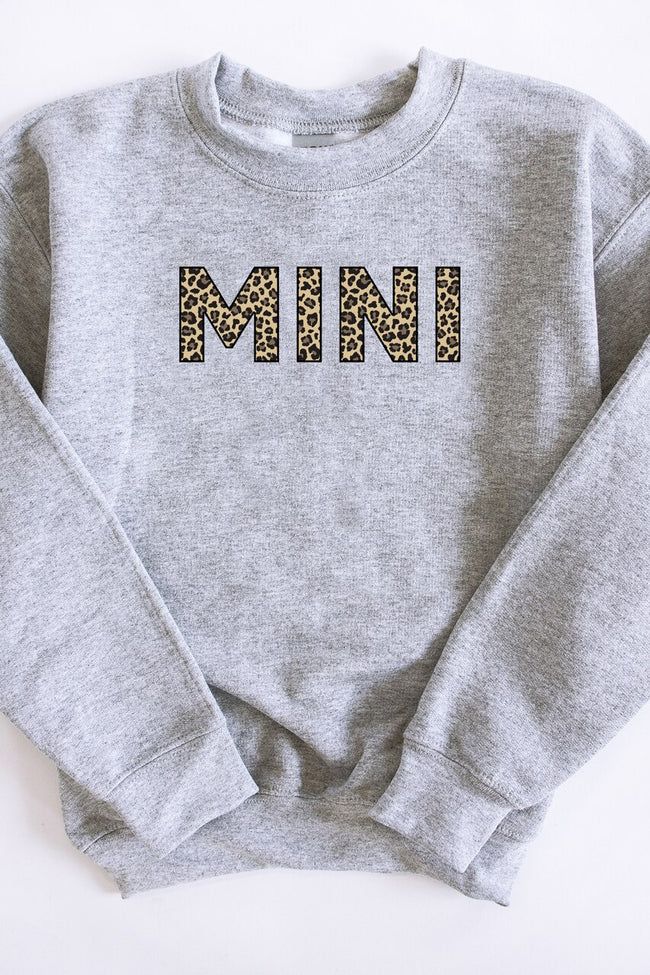 Mini Animal Print Kids Sweatshirt Grey | The Pink Lily Boutique